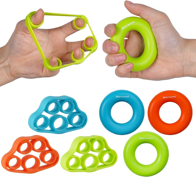 CQSYWQING Hand Grip Strengthener, Finger Exerciser, Grip Strength Trainer (6 PCS),New Material,Forearm Grip Workout, Finger Stretcher, Relieve Wrist Pain, Carpal Tunnel, Trigger Finger, Mallet Finger - Image 1